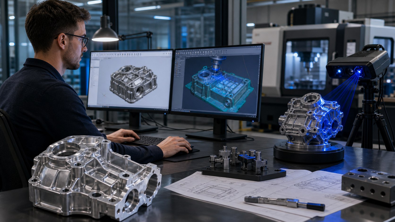 Alur engineering dari CAD dan 3D scanning hingga prototipe komponen presisi siap produksi